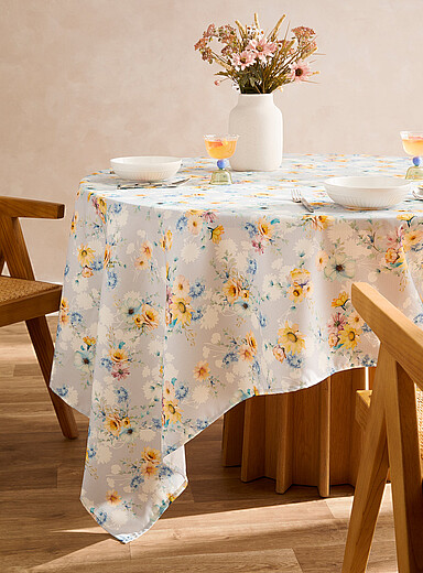 Sweet Us Floral Cotton Block Print Tablecloth With Napkin - 72-Inch Round, Hand-Printed Pink Floral Design - View #10