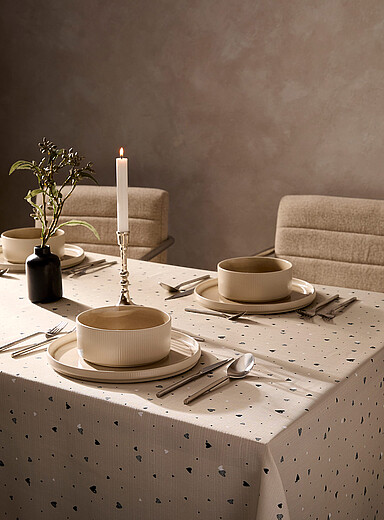 Simons Maison Patterned Ecru Minimalist hearts tablecloth <b>Valentine's Day Collection</b>