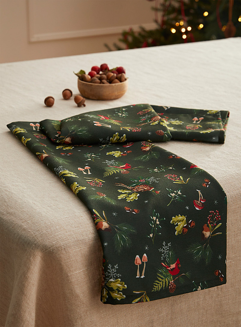Simons Maison: Les serviettes de table polyester recyclé forêt enchantée Ensemble de 2 Assorti