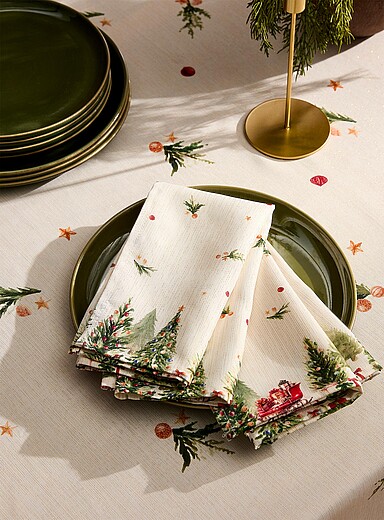 Les serviettes de table tra&icirc;neaux des F&ecirc;tes Ensemble de 2 <b>Collection de No&euml;l</b>