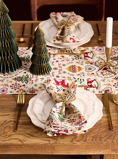 Les serviettes de table ornements scandinaves Ensemble de 2 <b>Collection de No&euml;l</b>