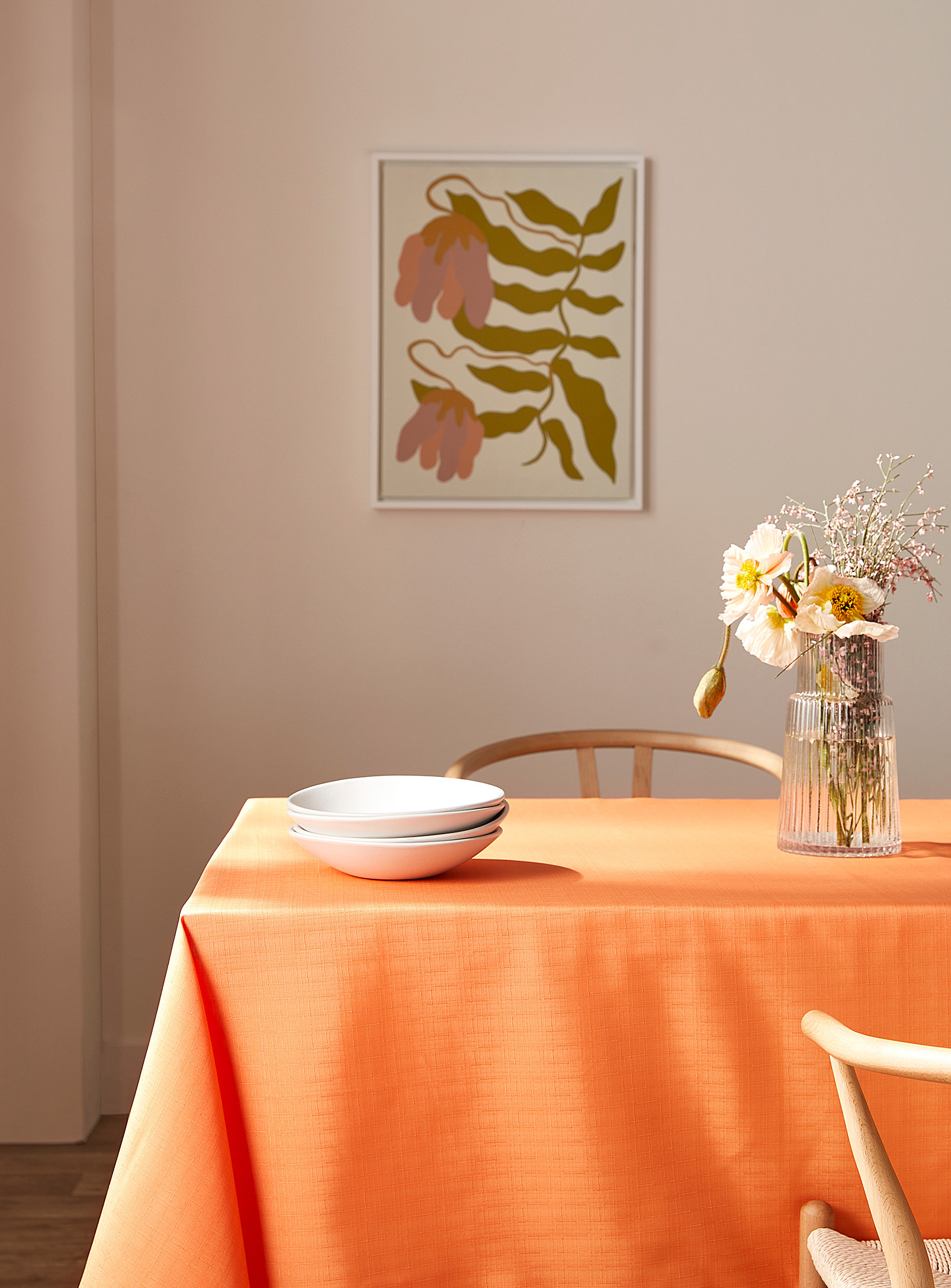 Simons Maison Tropical Orange Recycled Polyester Tablecloth In Light Orange