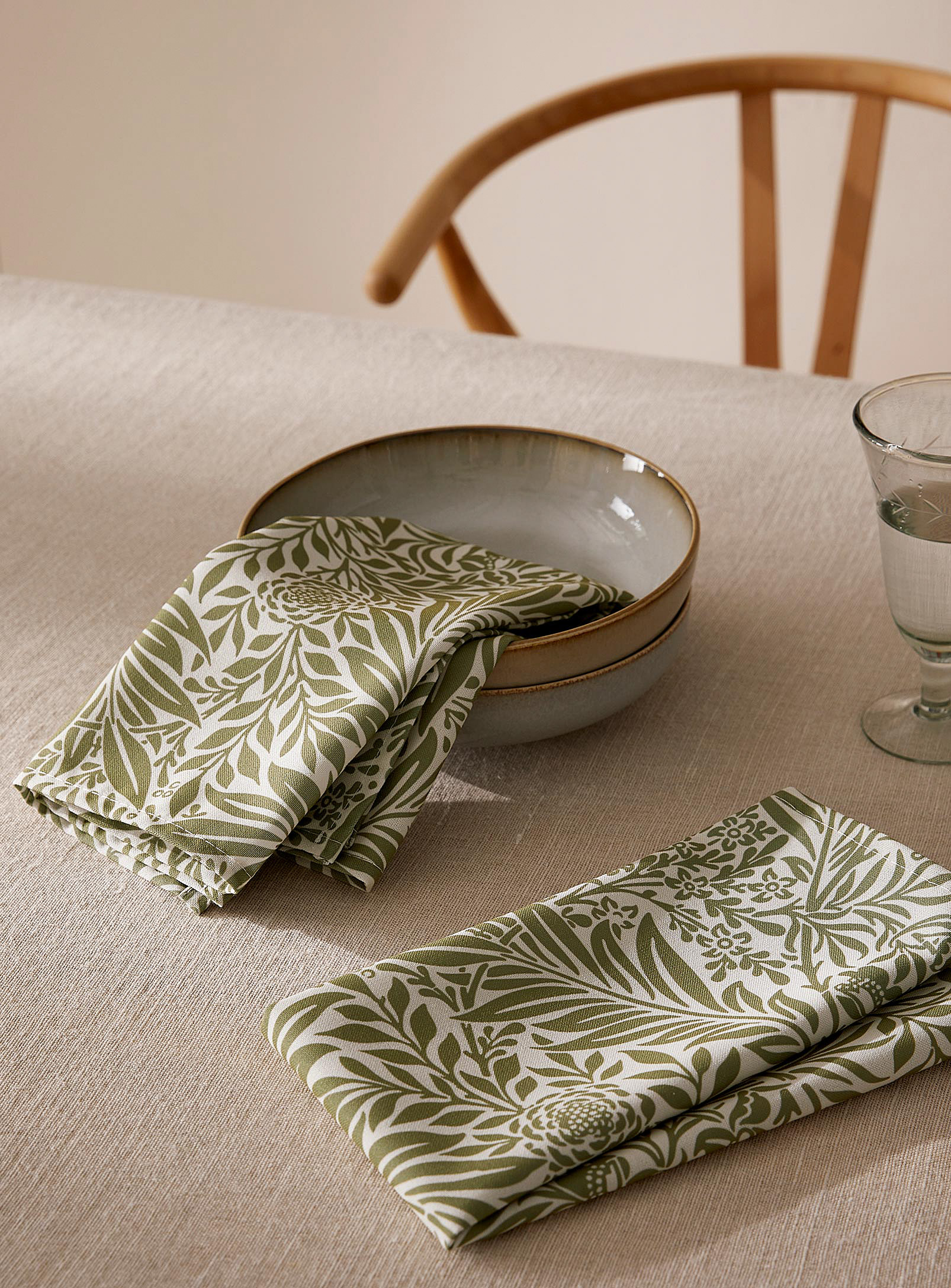 Simons Maison - Les serviettes de table polyester recyclé feuillage luxuriant Ensemble de 2