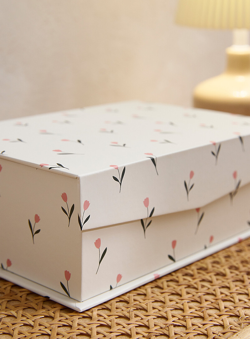 Simons Maison: La bo&icirc;te &agrave; bijoux jolies tulipes &Eacute;cru &agrave; motifs