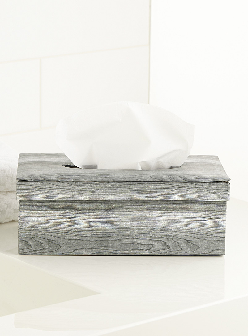 Simons Maison Grey Faux wood-print tissue box