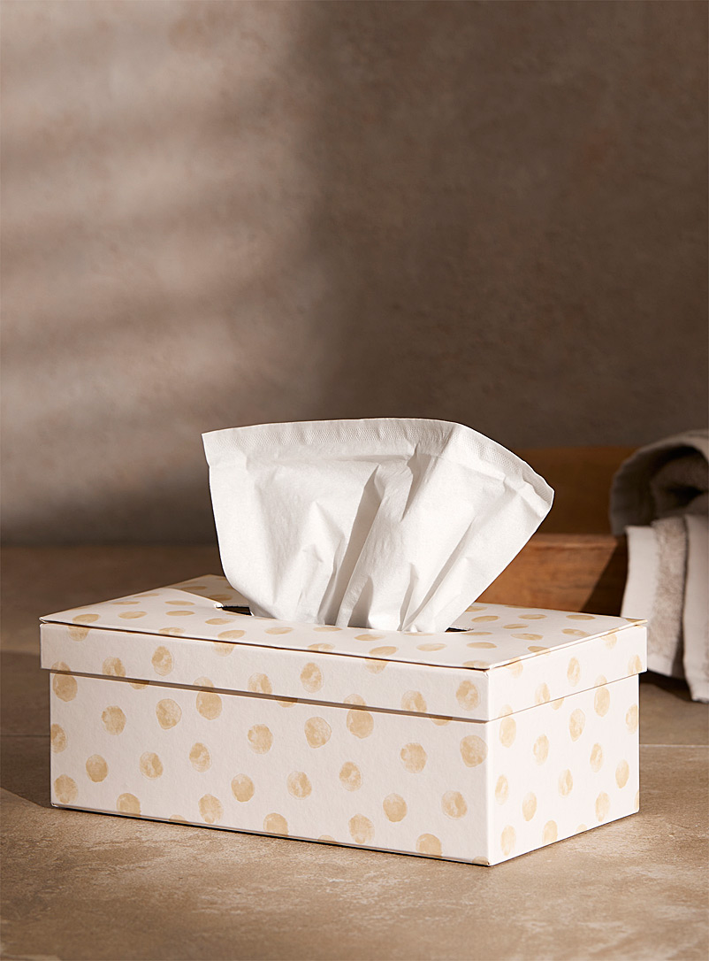 Simons Maison Patterned Ecru Honey polka dots tissue box