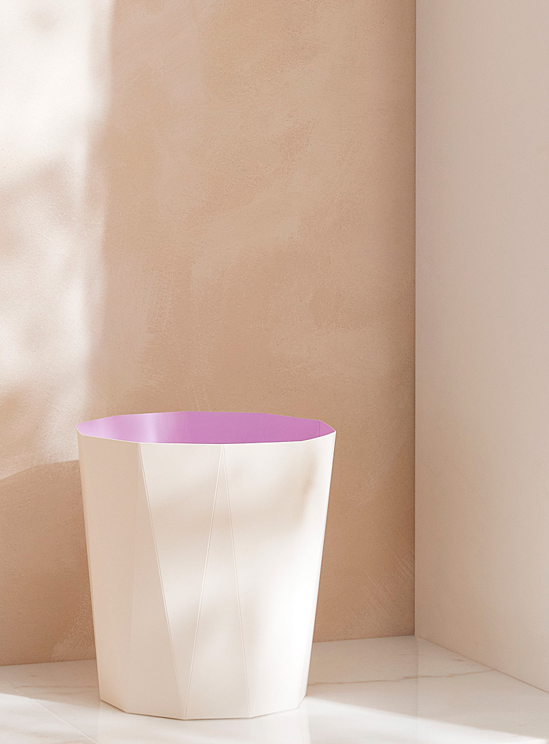 Simons Maison Ivory White Lilac and cream geometric wastebasket