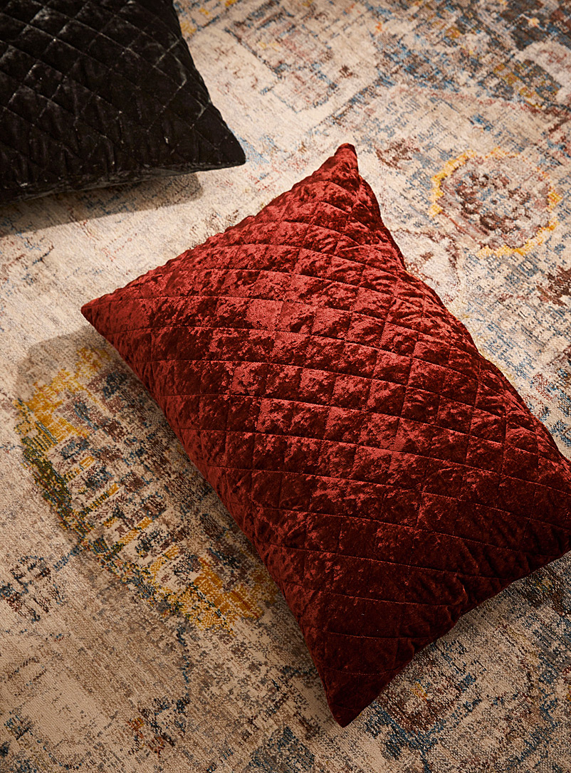 Simons Maison Red Ruby top-stitched velvet cushion 40 x 60 cm