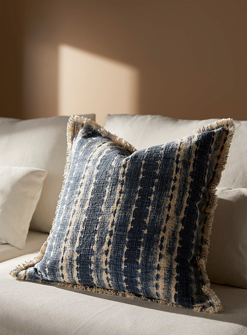 Simons Maison Patterned Blue Painted stripes cushion 50 x 50 cm
