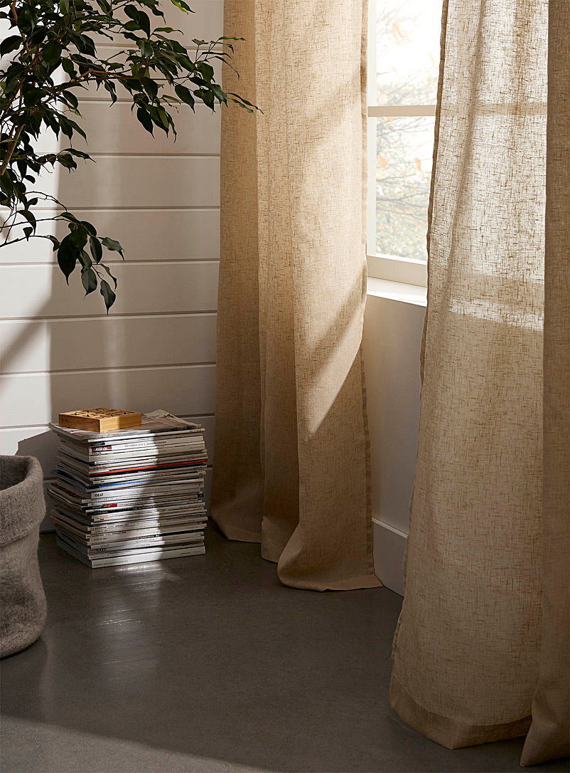 Simons Maison Ecru/Linen Linen-look sheer curtain 140 x 220 cm