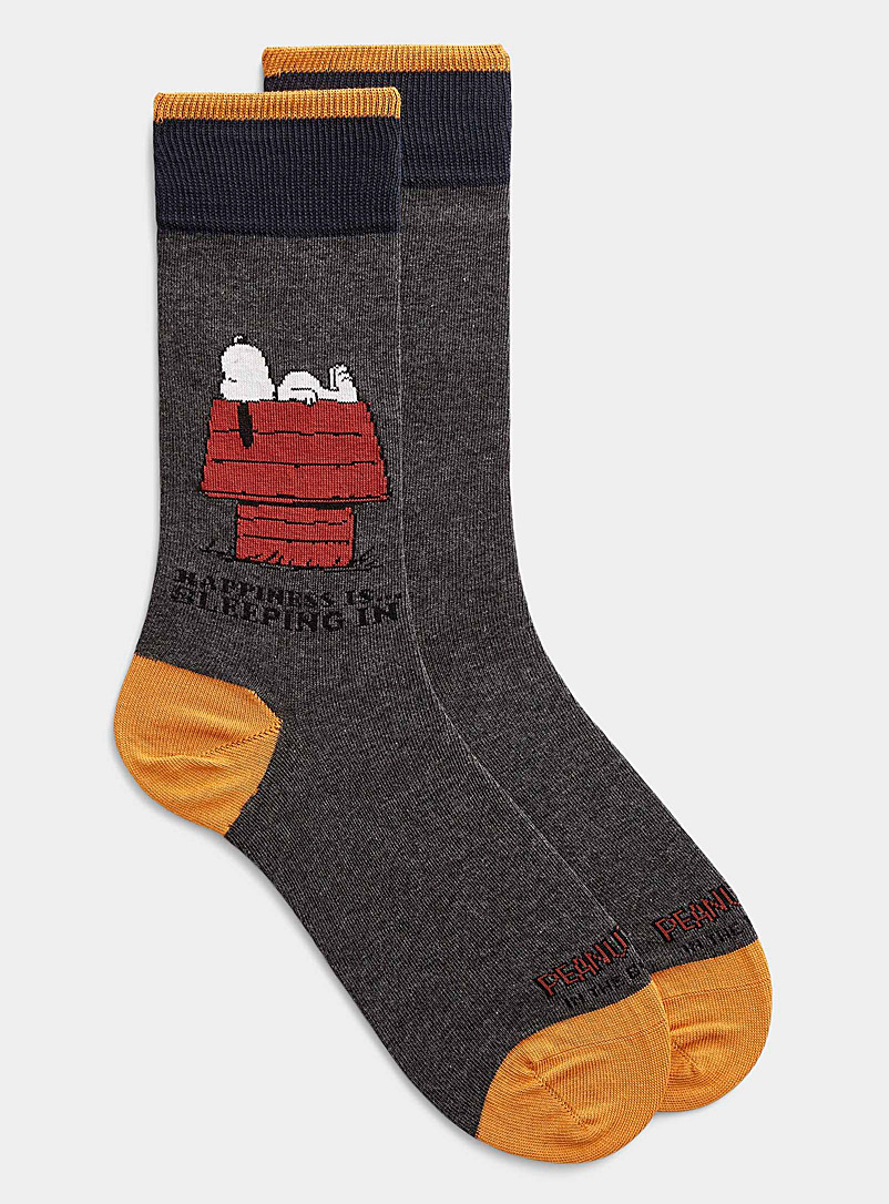 Inthebox Grey Sleeping Snoopy sock for men