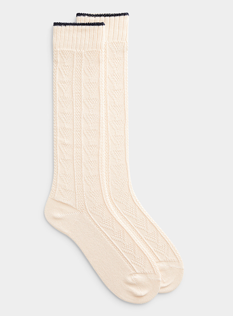 Inthebox Cream Beige Cable-knit sock for men