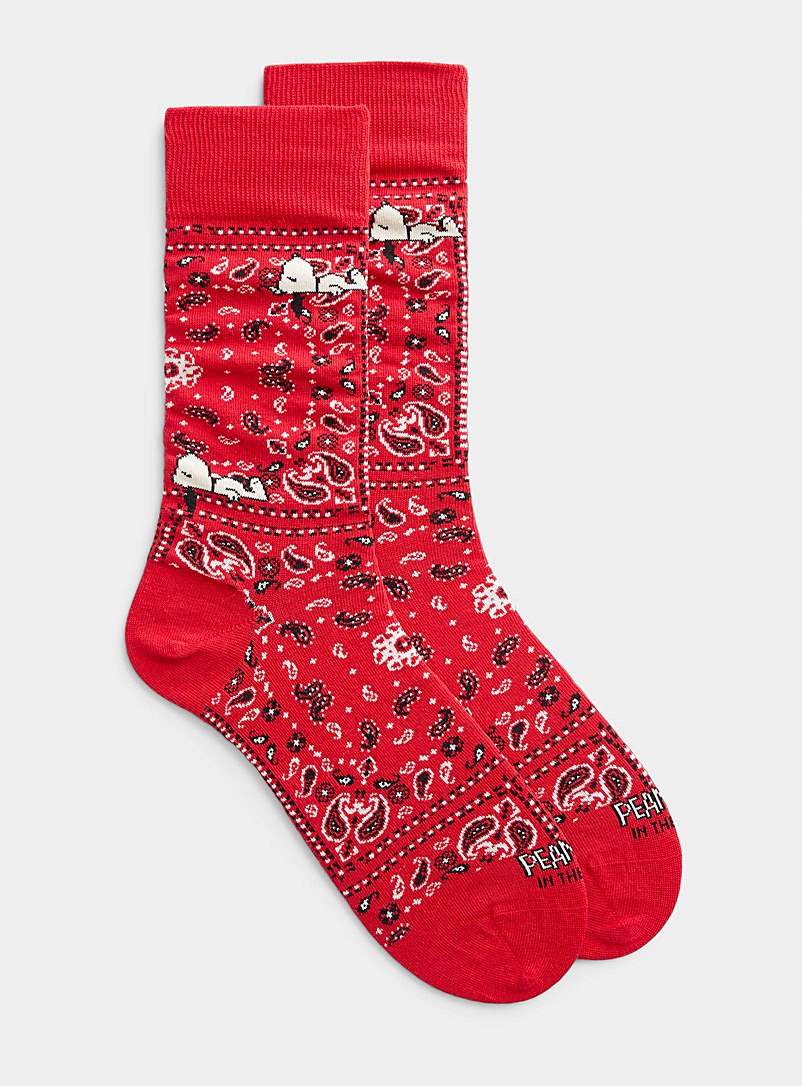 Inthebox Red Snoopy bandana pattern socks for men