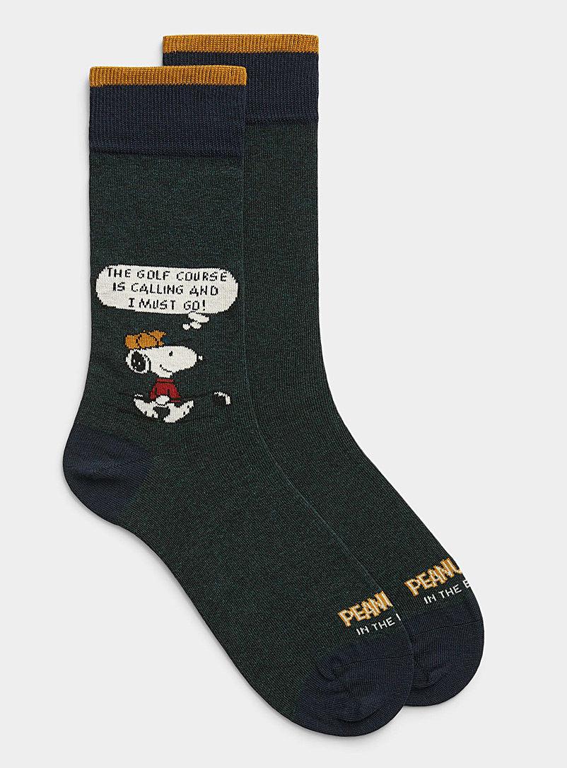 Inthebox Green Snoopy golfer sock for men