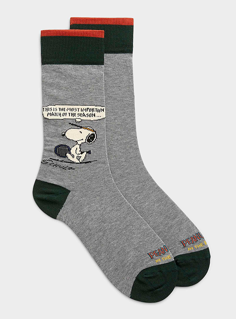 Inthebox Grey Comic strip Snoopy tennis sock for men