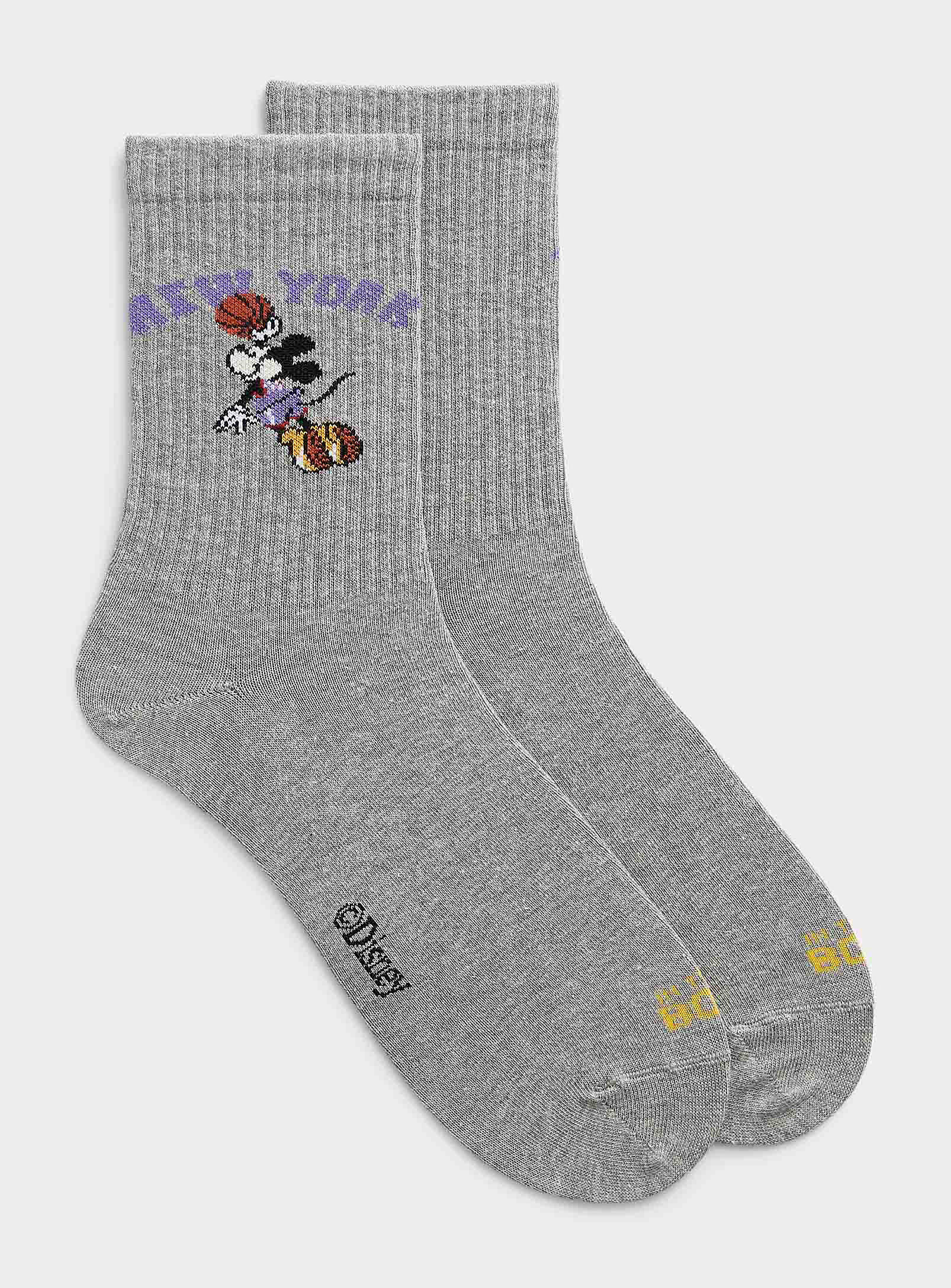 Inthebox Mickey Mouse Basketball Ribbed Sock In Grey
