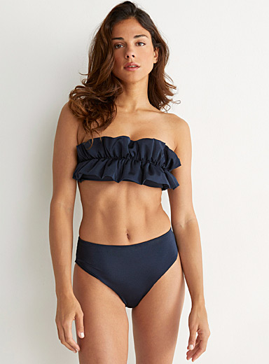 Simons Marine Blue Inside seam cheeky bikini bottom At Icône for women
