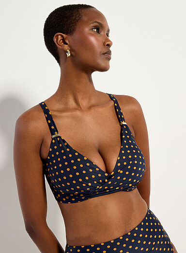 Draped crossed-look bralette bikini top
