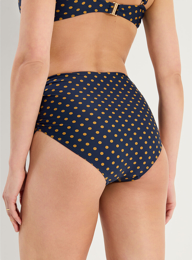 Simons Navy/Midnight Blue Pleated high-rise bikini bottom for women