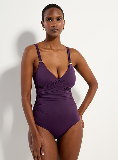 Draped crossed-look one-piece