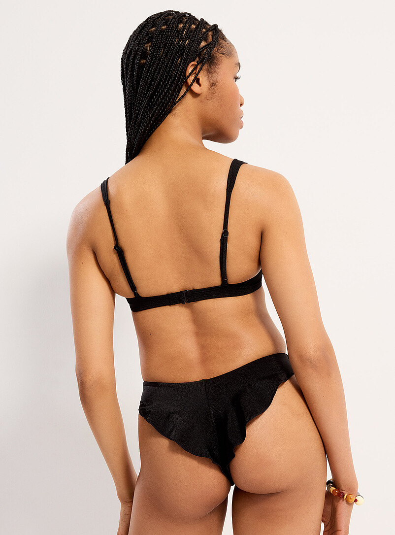 Simons Black Ruffled slim bikini bottom for women