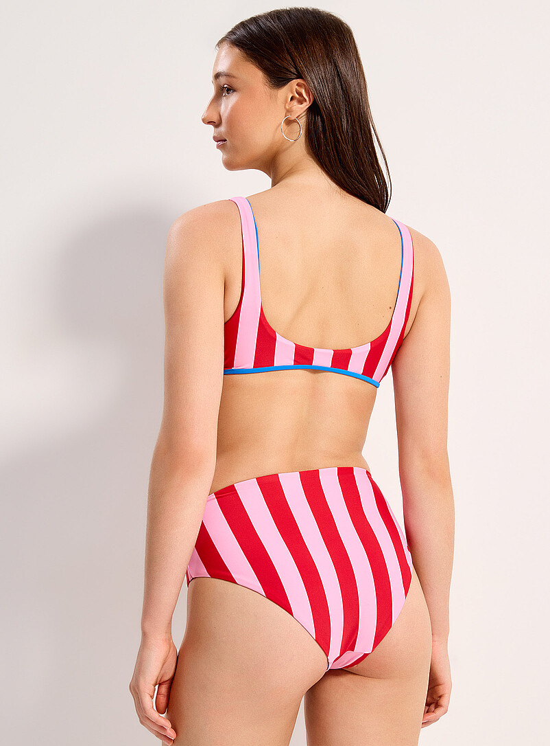 Simons: La bralette col V rayures parasol R&eacute;versible Bleu &agrave; motifs pour femme