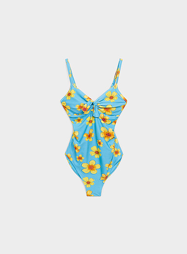 Faux-knot ruched one-piece
