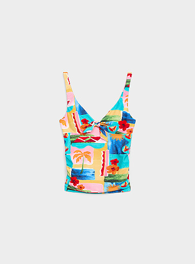 Simons: Le tankini effet nou&eacute; motifs vill&eacute;giature Assorti pour femme