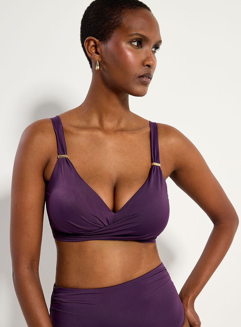 Draped Crossed-Look Bralette Bikini Top