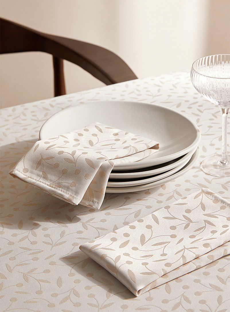Simons Maison Ivory/Cream Beige Two-tone jacquard recycled polyester napkins Set of 2