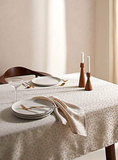 Simons Maison Cream Beige Two-tone jacquard recycled polyester tablecloth