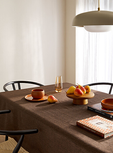 Simons Maison Chocolate/Espresso Brown chambray textured tablecloth