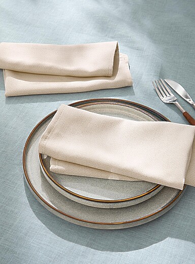 Les serviettes de table tiss&eacute;es deux tons Ensemble de 2