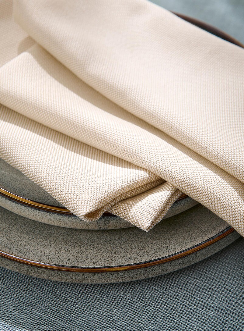 Simons Maison: Les serviettes de table tiss&eacute;es deux tons Ensemble de 2 Ivoire - Beige cr&egrave;me