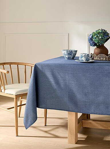 Denim blue textured tablecloth
