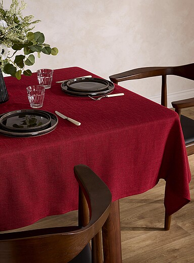 Simons Maison: La nappe jacquard rouge festif Bourgogne