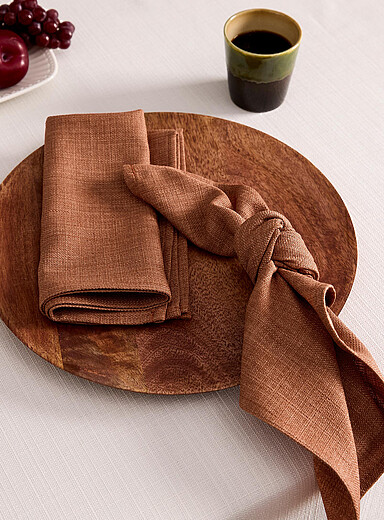 Les serviettes de table textur&eacute;es rouille Ensemble de 2