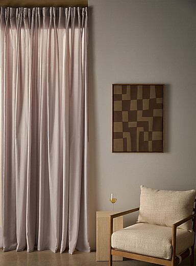 Extra-long neutral-coloured sheer curtain <b>Single panel</b> 250 x 300 cm