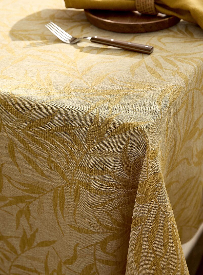 Simons Maison Patterned yellow Jacquard tropical foliage tablecloth