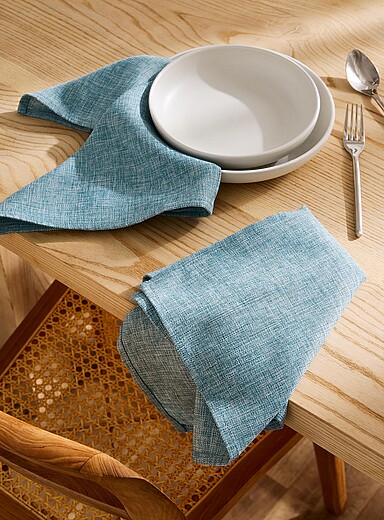 Heather blue jacquard napkins Set of 2