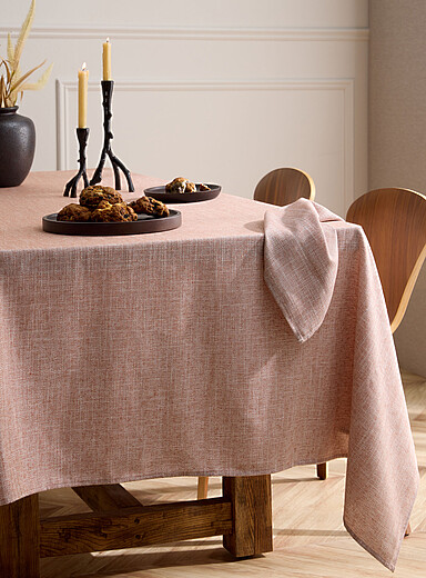 Simons Maison: La nappe rustique rouille touche de lin Brun clair