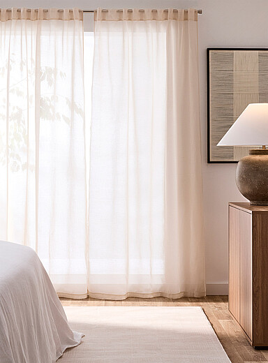 Solid faux-linen sheer curtains <b>Two panels</b> See available sizes