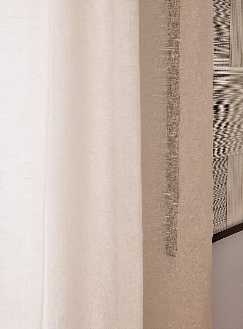Simons Maison White Solid faux-linen sheer curtains <b>Two panels</b> See available sizes