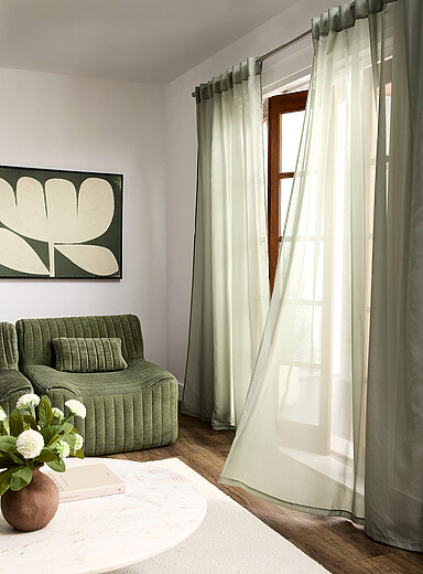 Soft tone plain sheer curtains <b>Two panels</b> See available sizes