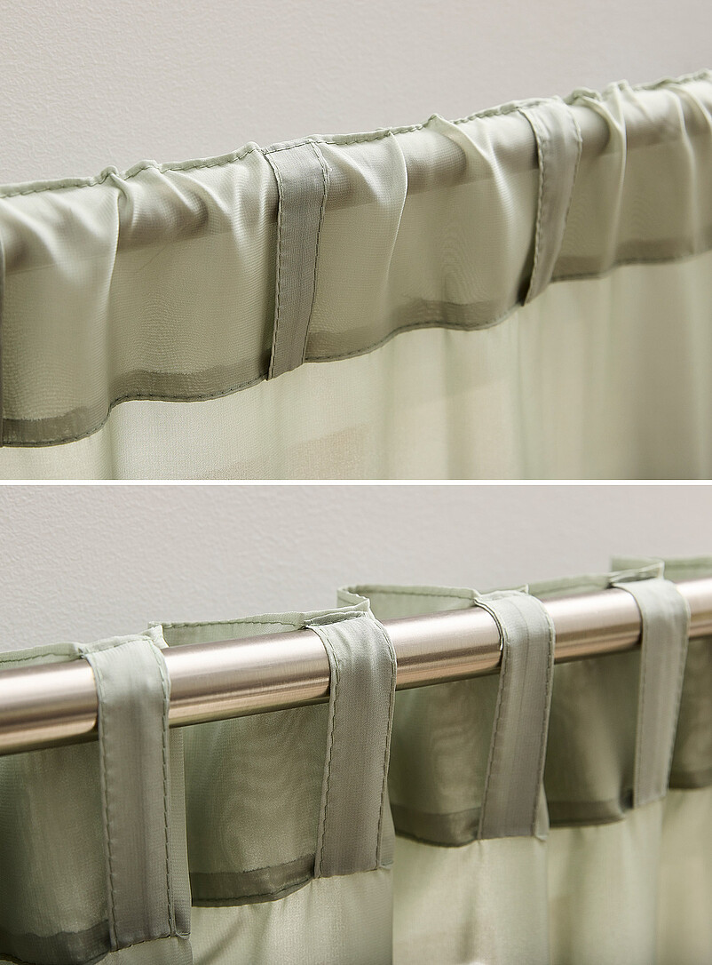 Simons Maison Sage green  Soft tone plain sheer curtains <b>Two panels</b> See available sizes