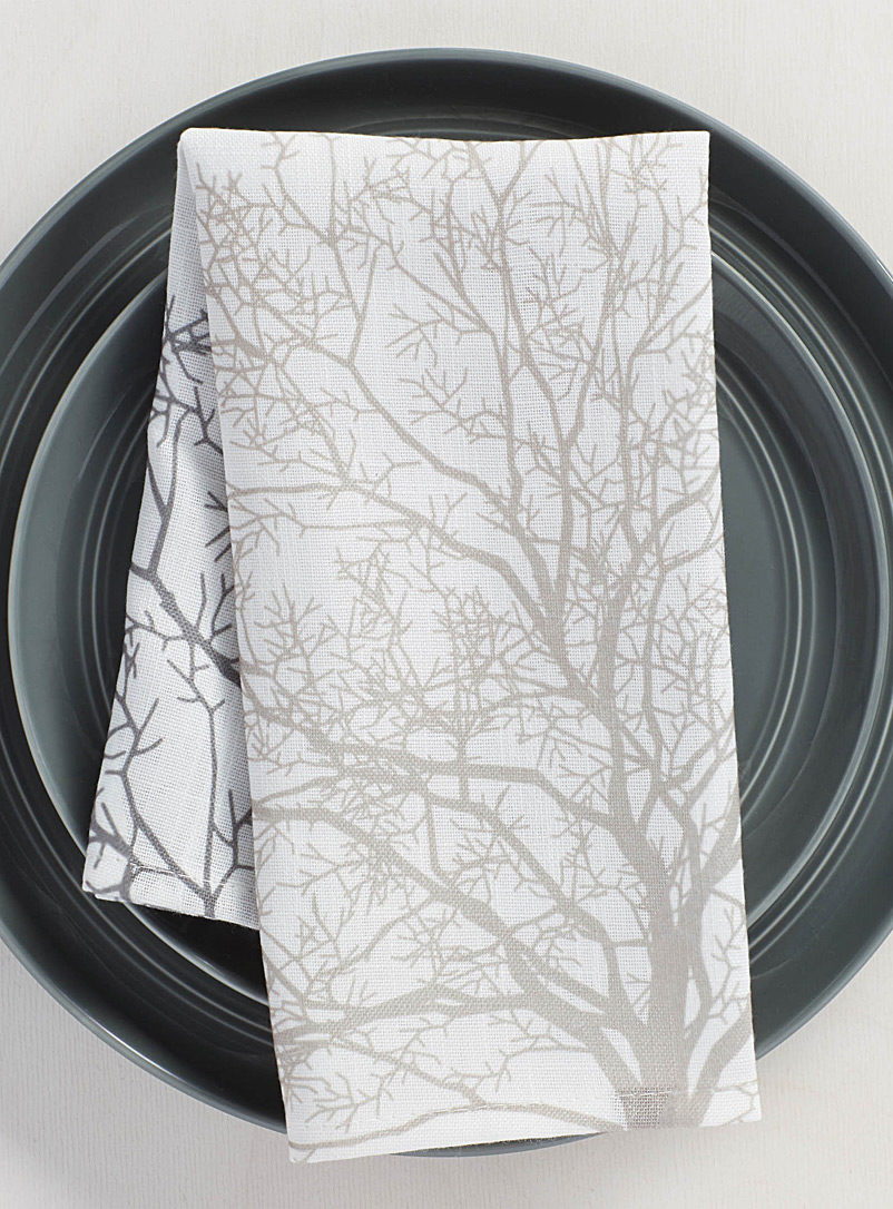 Simons Maison: La serviette de table arbres épurés Blanc à motifs