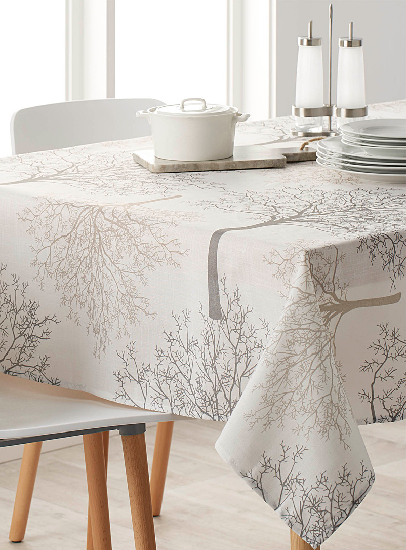 Simons Maison Patterned White Minimalist trees tablecloth