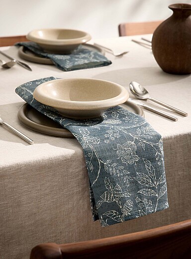 Touch of linen botanical pattern napkins Set of 2