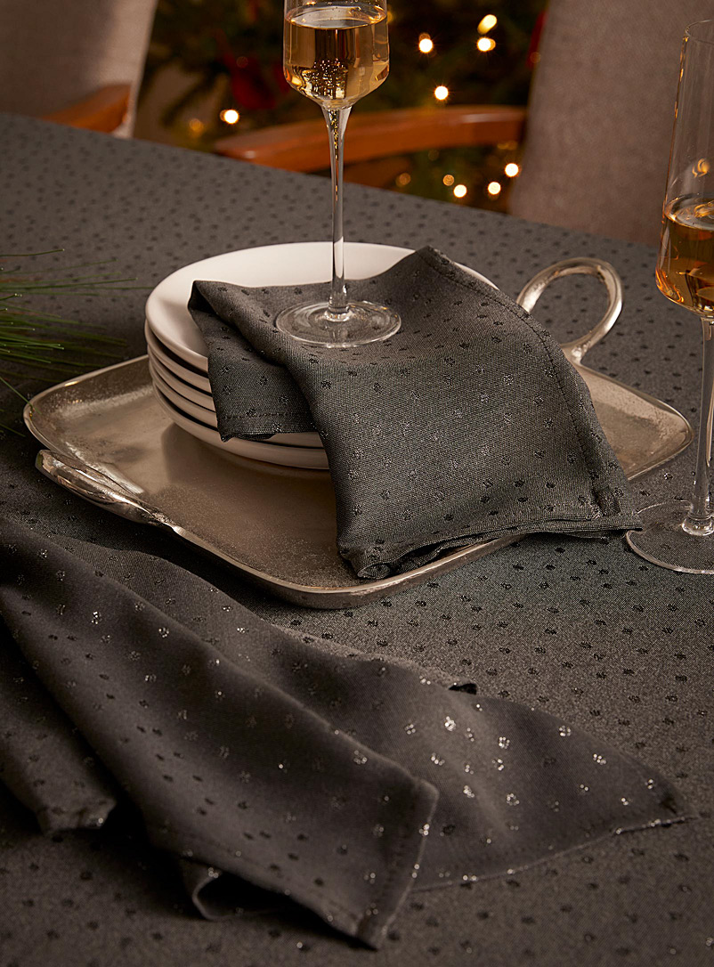 Simons Maison: Les serviettes de table polyester recyclé pois scintillants gris Ensemble de 2 Charbon