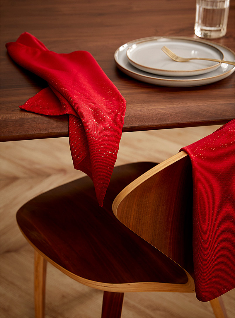 Simons Maison: Les serviettes de table polyester recyclé rouge scintillant Ensemble de 2 Rouge